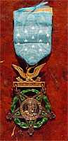  Joshua Lawrence Chamberlain 's Medal of Honor, 1893 <br />
 Congressional Medal of Honor, awarded to Chamberlain
in 1893 for his actions at Gettysburg, Pennsylvania, on July 2, 1863. <br />
Photo copyright Dennis Griggs. 