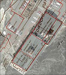 Bowdoin Mill, Topsham, Maine Aerial photo - present day Sanborn map - 1884 Building outlines Sanborn map 1923