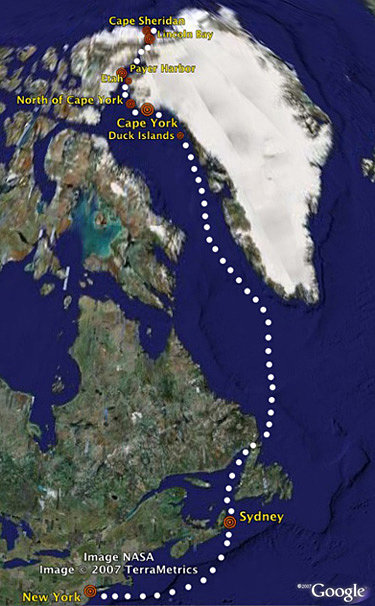  1908 peary expedition google earth map