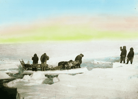  peary arctic dogs men macmillan hand-tinted glass lantern slides